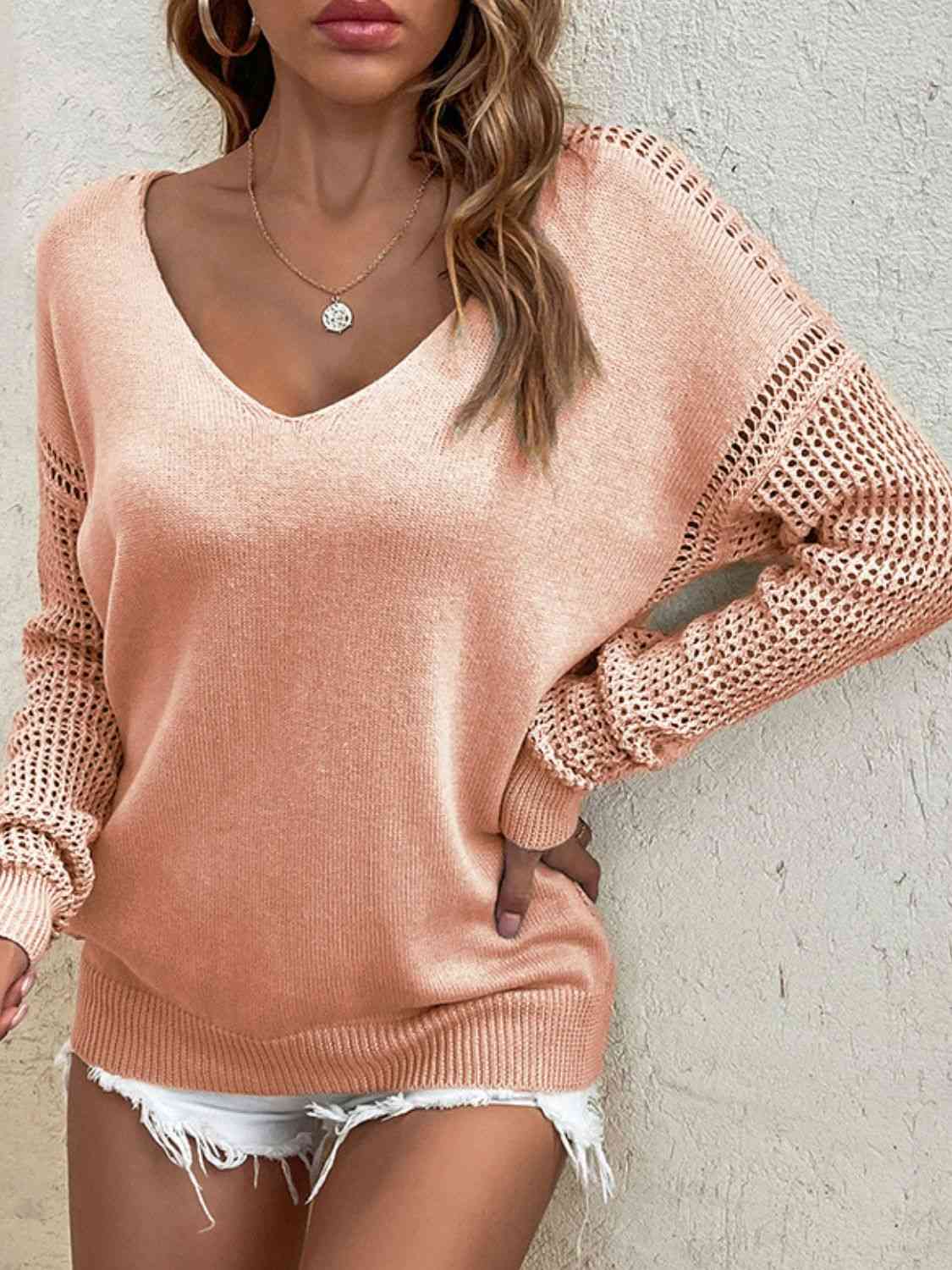 PREORDER- Openwork V-Neck Sweater