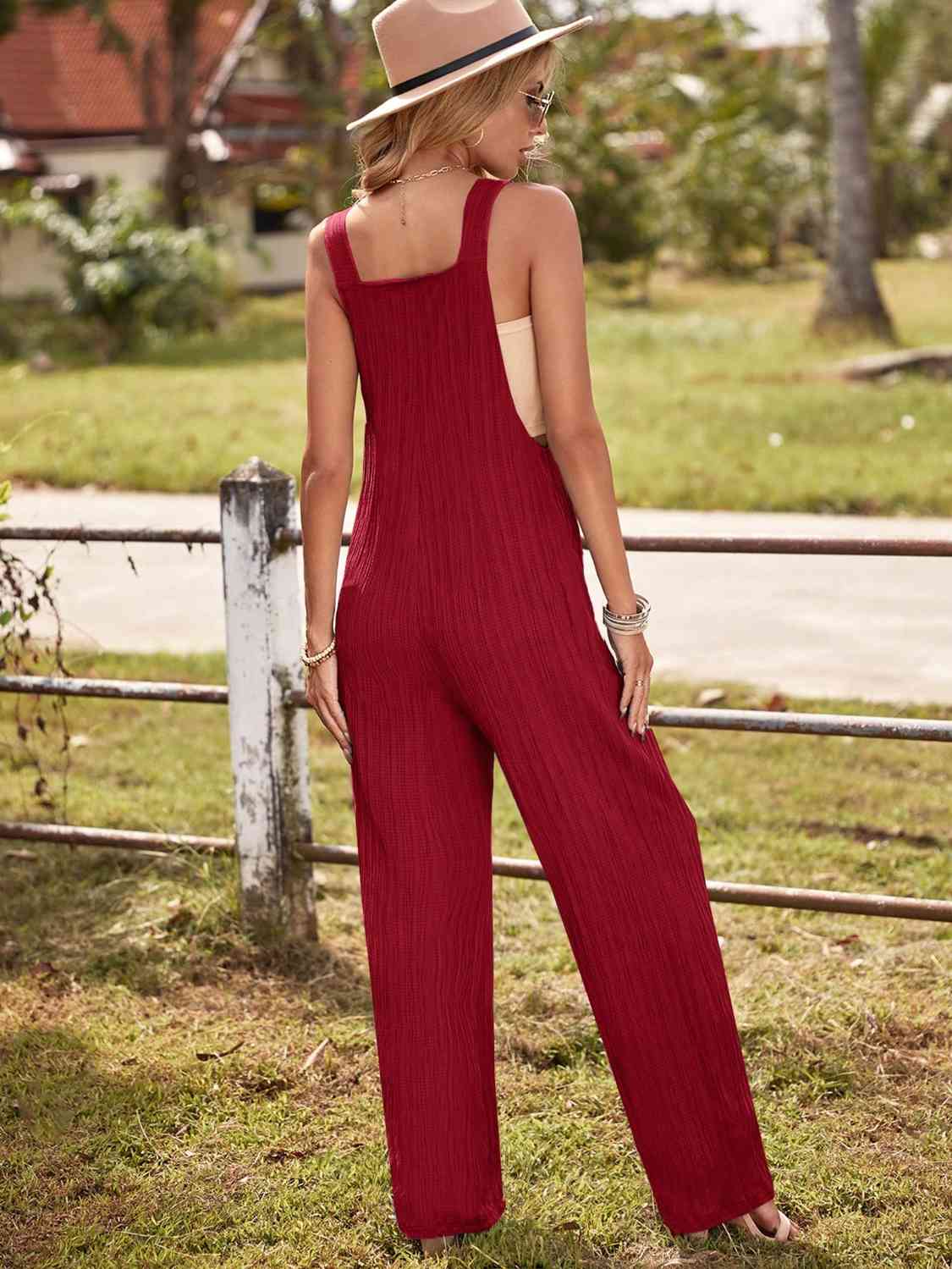 PREORDER- Round Neck Sleeveless Jumpsuit with Pockets