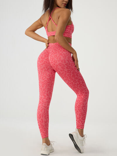 PREORDER- Leopard Crisscross Top and Leggings Active Set