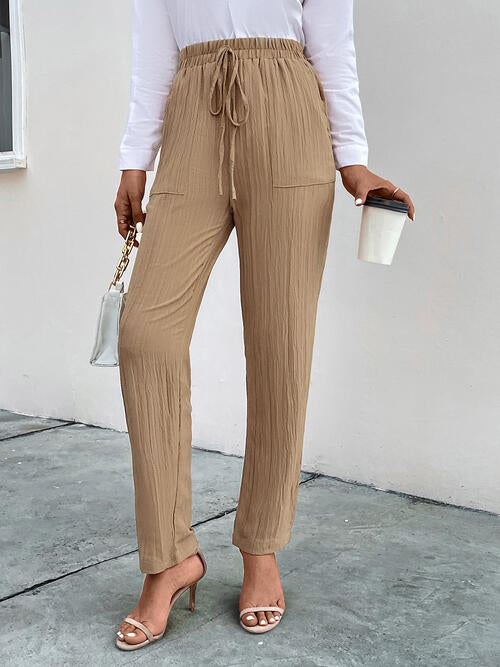 PREORDER- Texture Drawstring Pants with Pockets