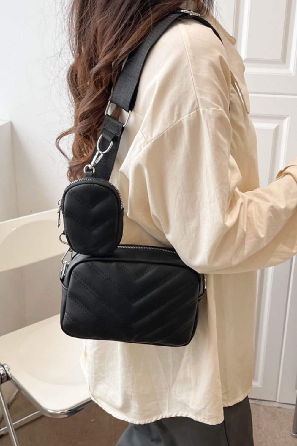 PREORDER- PU Leather Shoulder Bag with Small Purse