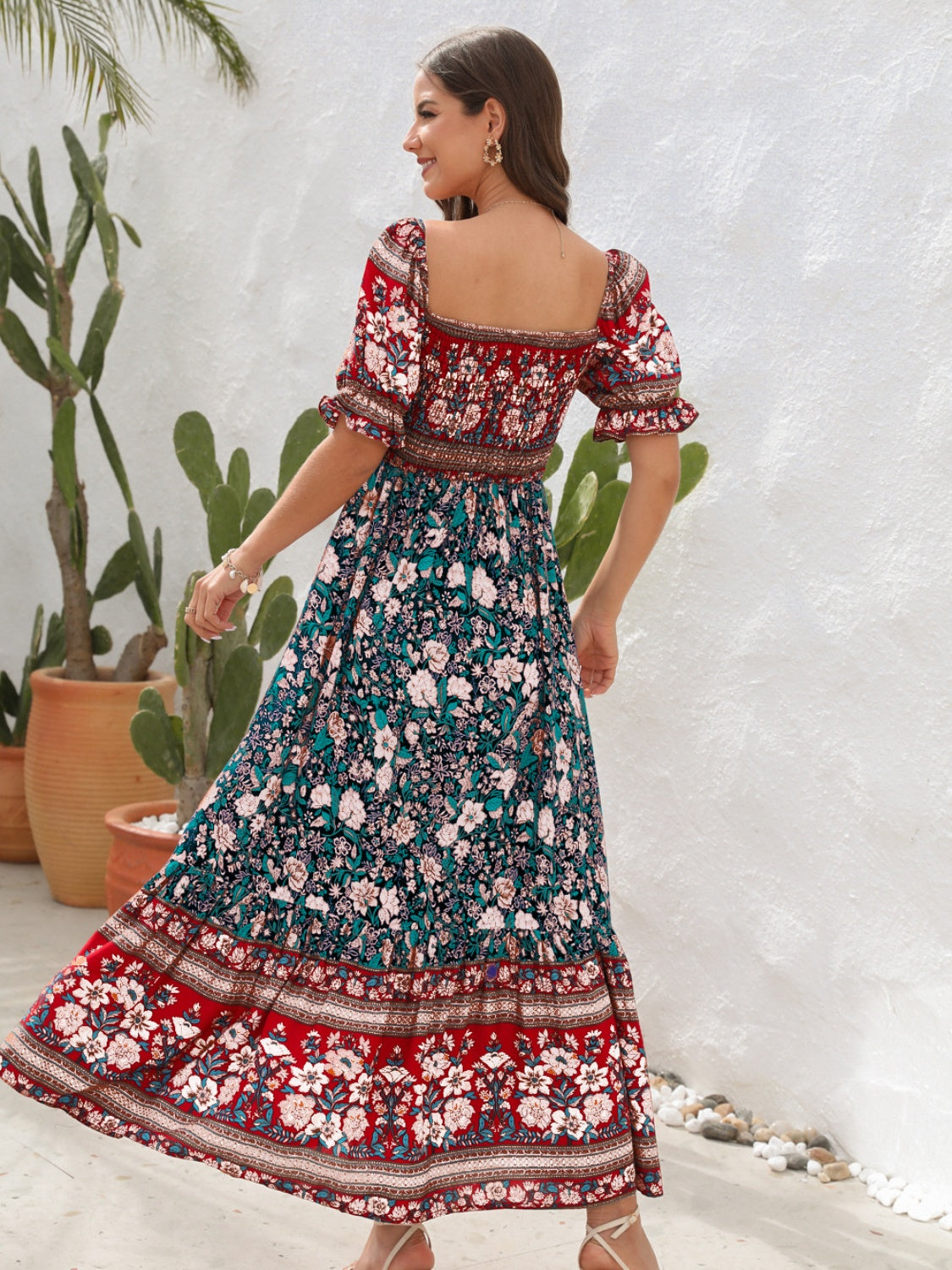 PREORDER- Floral Flounce Sleeve Midi Dress