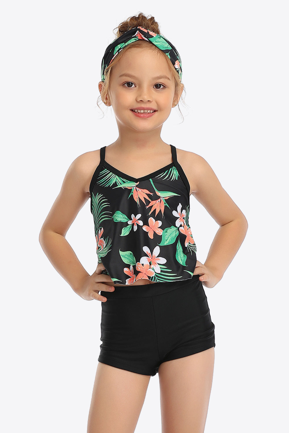 PREORDER- Floral Crisscross Cami and Shorts Swim Set