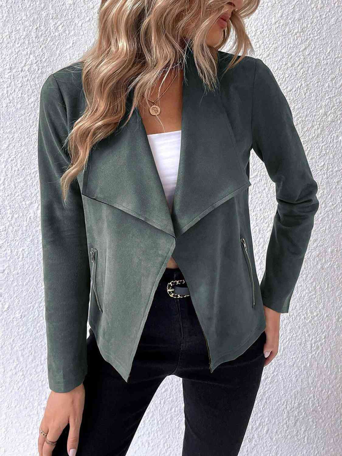 PREORDER- Collared Neck Long Sleeve Jacket