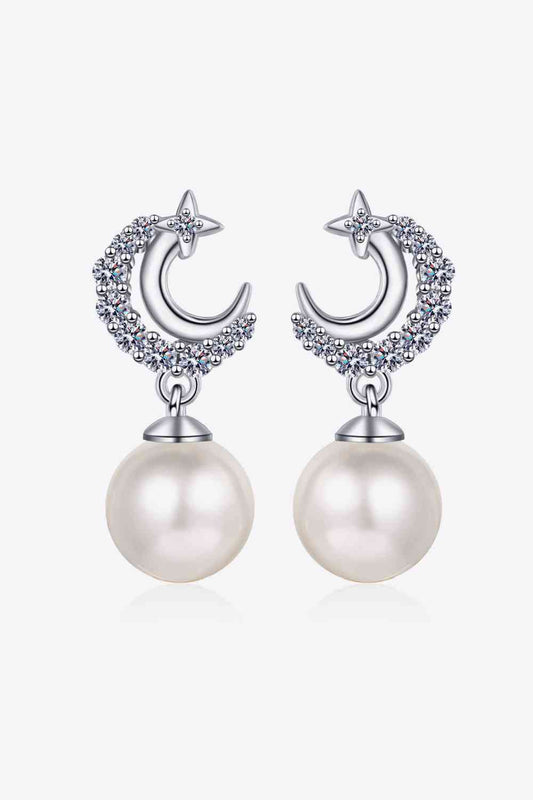 PREORDER- Moissanite Pearl Drop Earrings