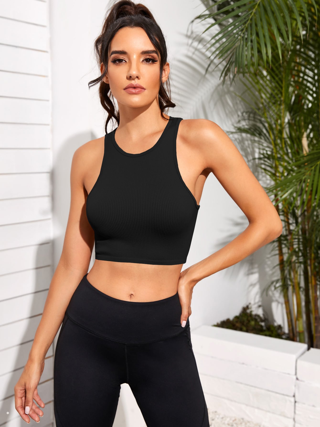 PREORDER- Cropped Round Neck Sports Tank Top