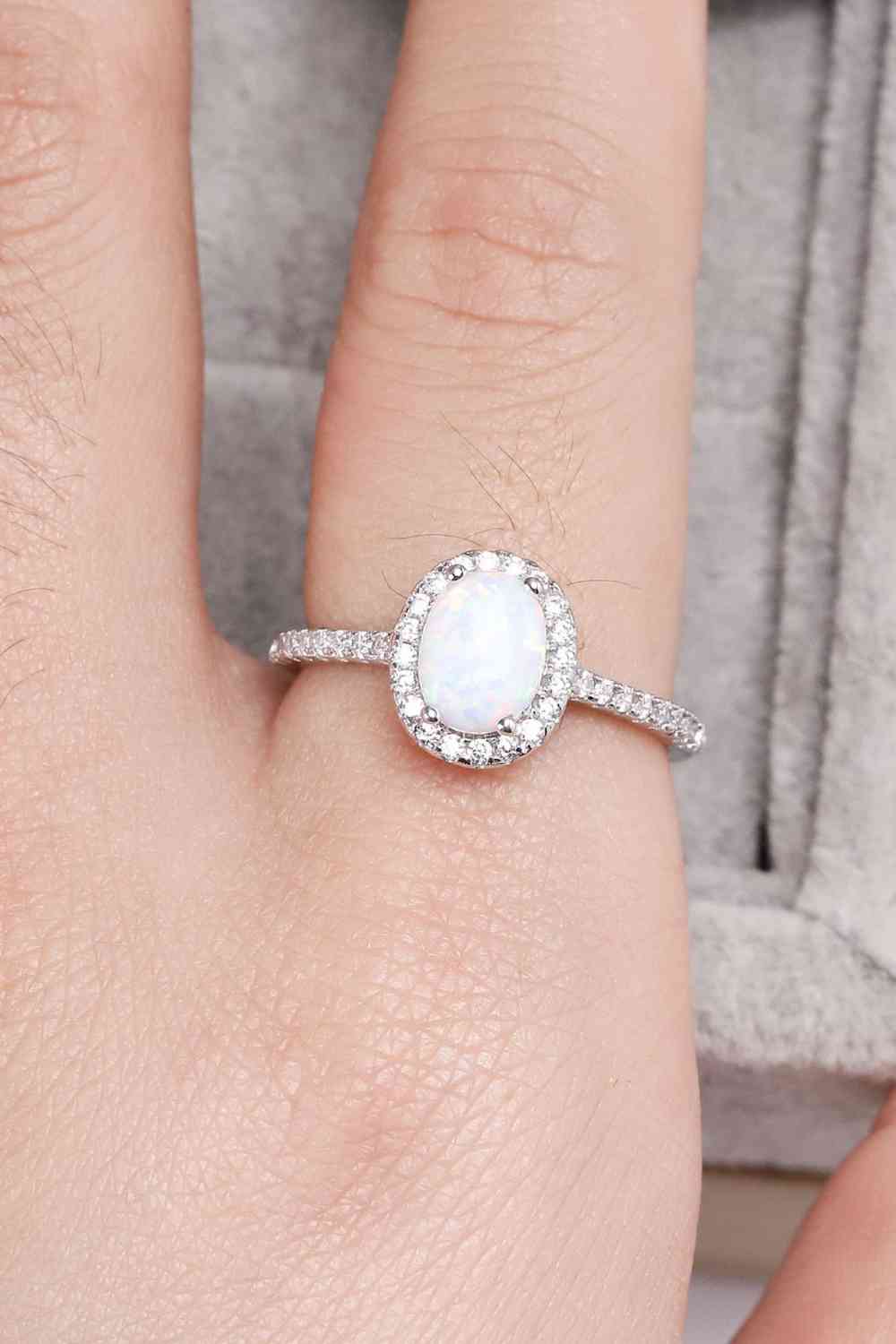 PREORDER- Opal 925 Sterling Silver Halo Ring