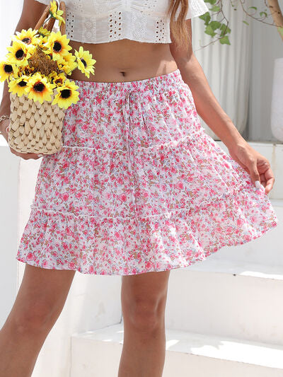 PREORDER- Printed Elastic Waist Mini Skirt