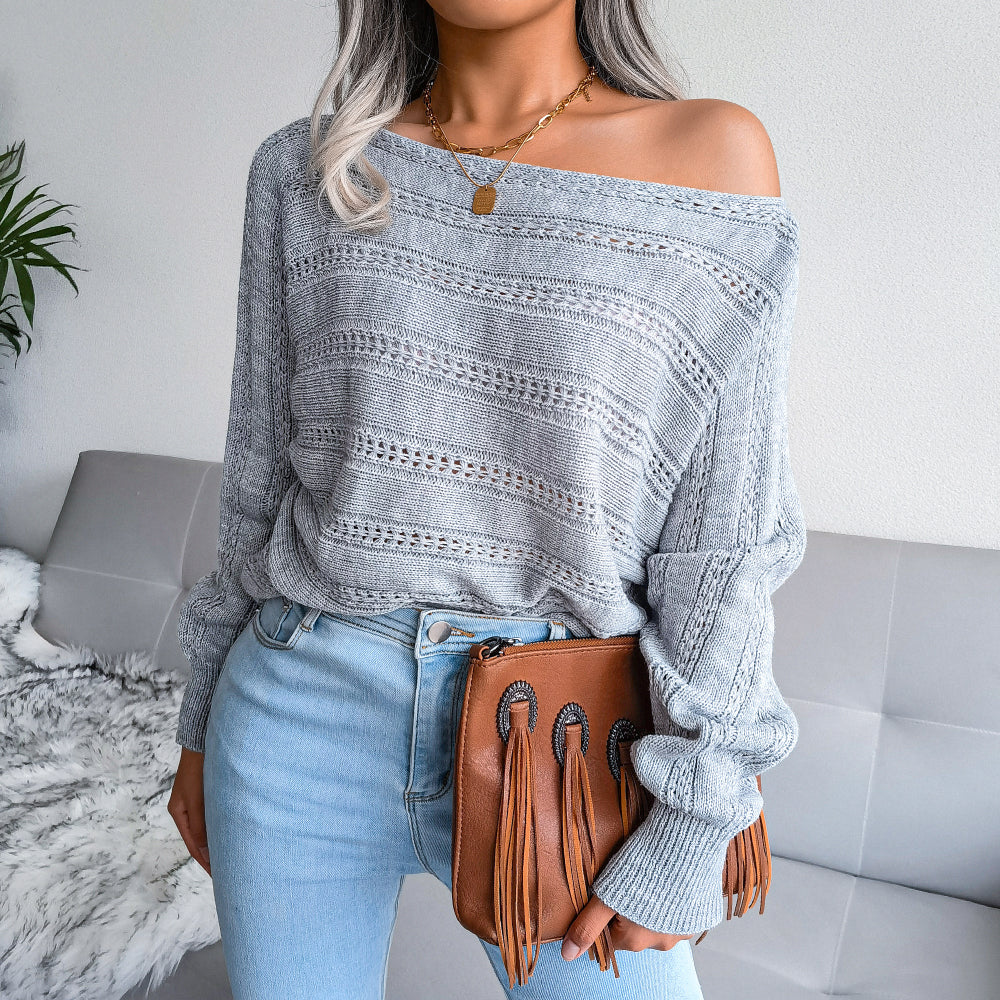 PREORDER- Boat Neck Dolman Sleeve Ribbed Trim Sweater
