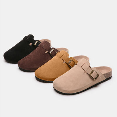 PREORDER- Suede Closed Toe Buckle Slide