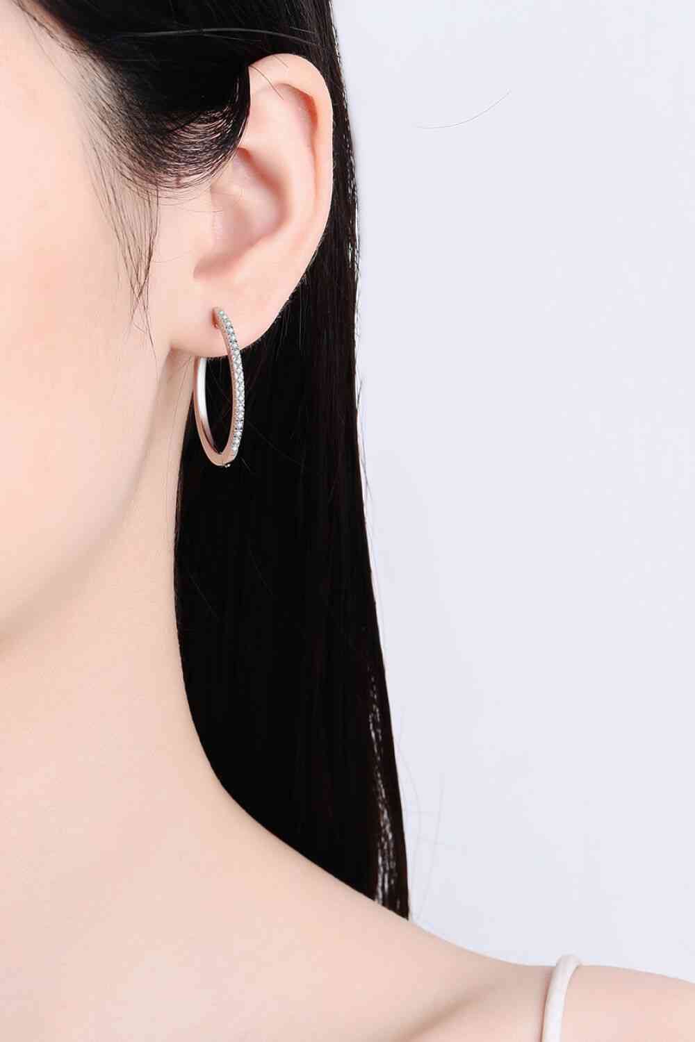 PREORDER- Rhodium-Plated Moissanite Hoop Earrings